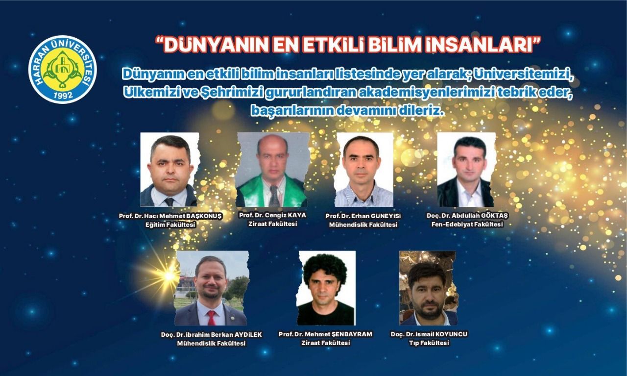 Harran Üniversitesi Akademisyenlerinden önemli başarı: 7 akademisyen, dünyanın en etkili bilim adamları listesine girmeyi başardı