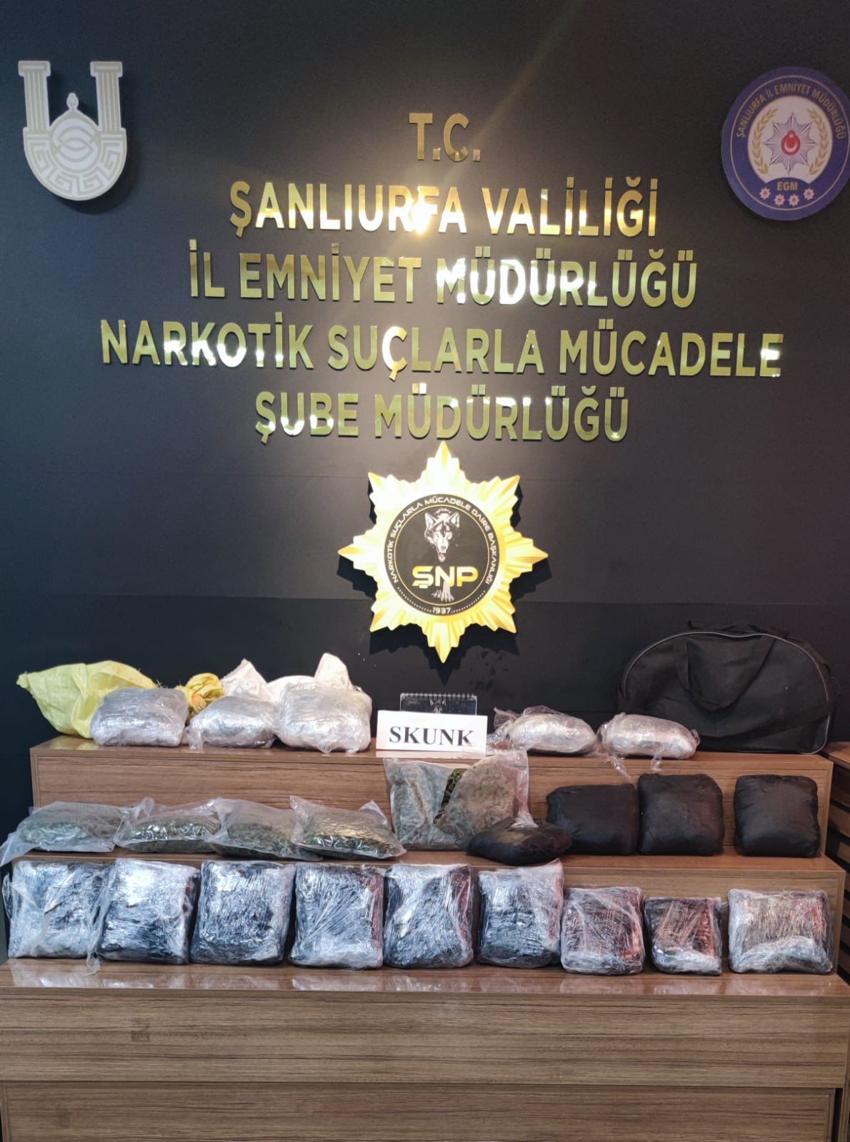 Şanlıurfa’da 15 kilo 550 gram Skunk maddesi ele geçirildi