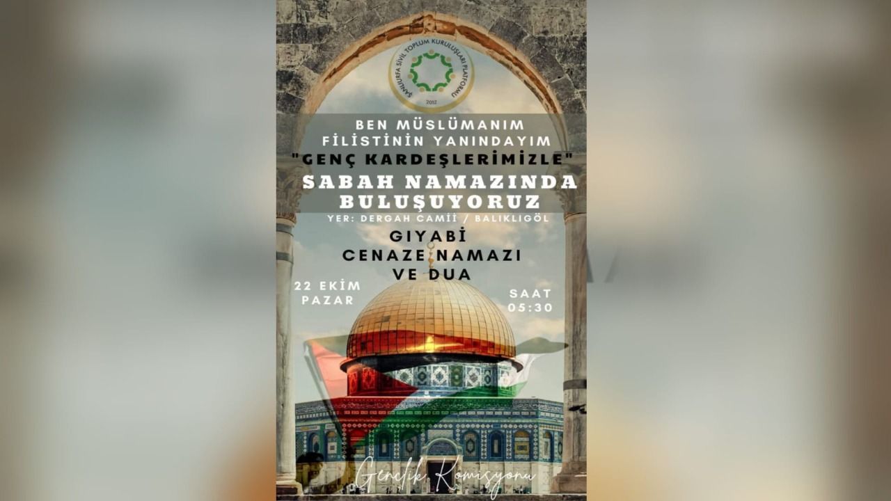 Şanlıurfa’da “Ben Müslümanım Filistin’in Yanındayım” etkinliğini düzenlenecek