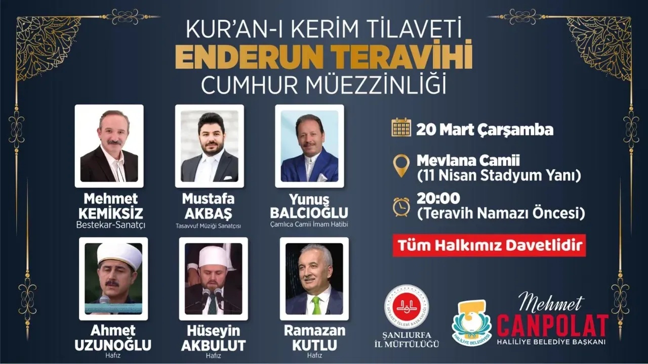 Enderun usulü teravih geleneği Haliliye’de yaşatılacak