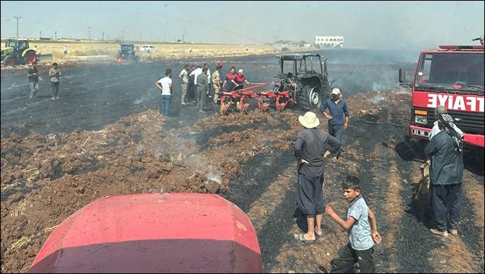 Şanlıurfa’da 300 Dönüm Buğday Tarlası ve Traktör Yangında Kül Oldu