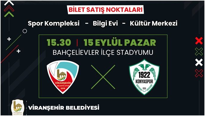 Viranşehir Belediyespor-1922 Konyaspor Maçının Biletleri Satışa Çıktı