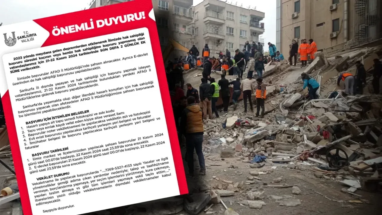 Depremzede Vatandaşlara Son Hak Sahipliği Başvuru Fırsatı!