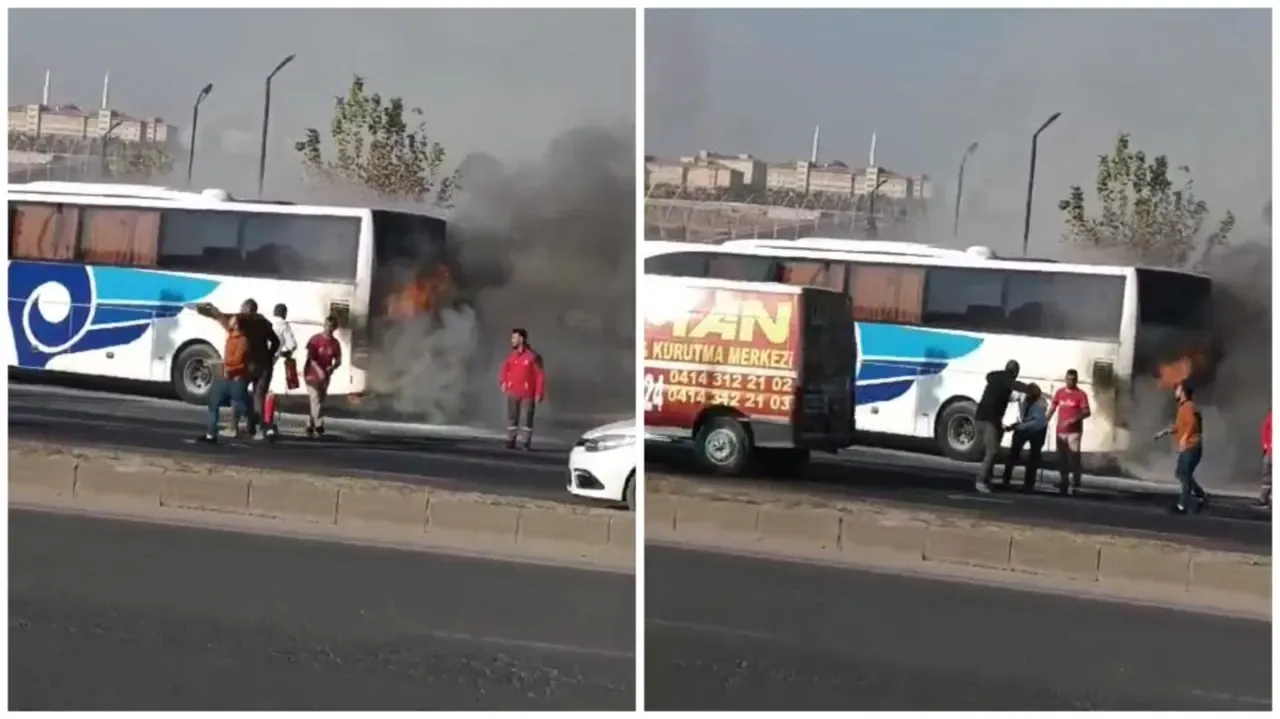 Şanlıurfa’da yolcu otobüsü cayır cayır yandı