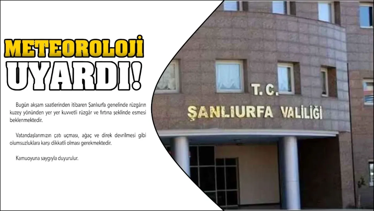 Şanlıurfa Valiliğinden Kuvvetli Rüzgâr ve Fırtına Uyarısı